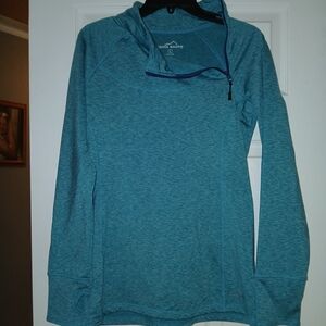 Eddie Bauer Teal Marled Hooded Pullover